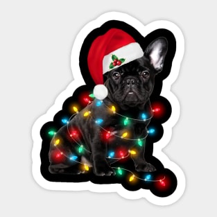 Dog Santa Lights Christmas Sticker